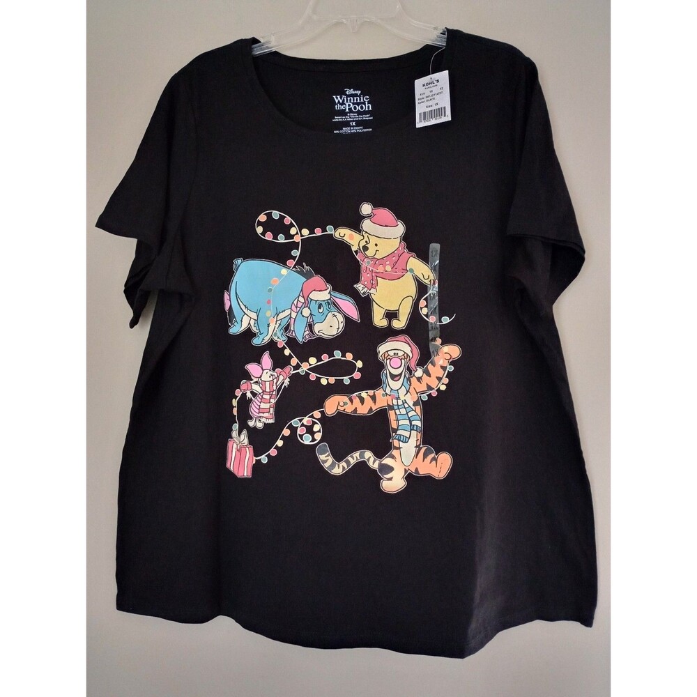 NWT Disney Winnie The Pooh Black Short Sleeve shirt Size 1X